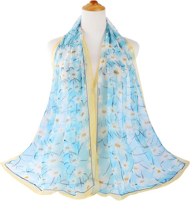 E-Clover Herebuy - Unique Women's Floral Scarves: Chiffon Flowers & Birds Printed Scarf - Image 3